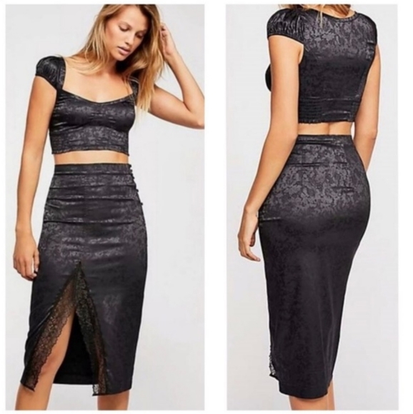 Free People Dresses & Skirts - Free People Olympia 2 Piece Skirt Set Charcoal S